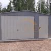 Plechová garáž 5×5×2,5 - bílý hliník RAL 9006 Lesk, sedlová střecha, výklopná vrata, okno PCV, dveře - Image 3