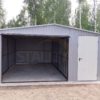 Plechová garáž 5×5×2,5 - bílý hliník RAL 9006 Lesk, sedlová střecha, výklopná vrata, okno PCV, dveře - Image 4